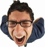 Man screaming: stress!